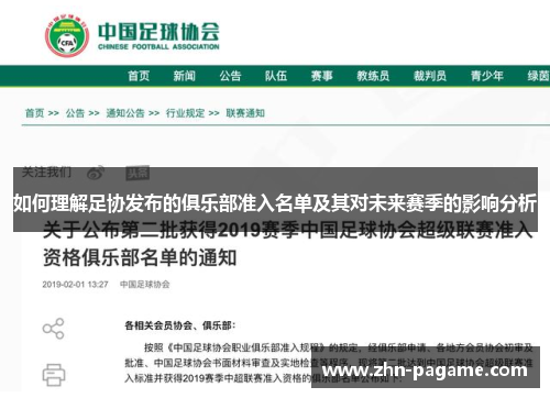 如何理解足协发布的俱乐部准入名单及其对未来赛季的影响分析