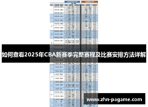 如何查看2025年CBA新赛季完整赛程及比赛安排方法详解